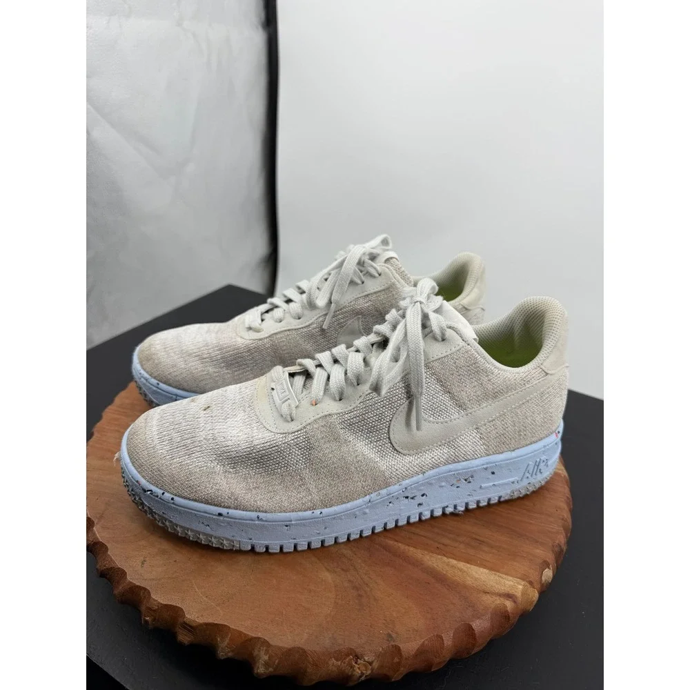 Nike Air Force 1 Crater Flyknit Sneakers Mens 10 Sail White DC4831-101 Speckled